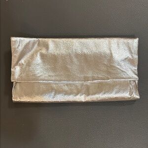 Silver Metallic Clutch Bag